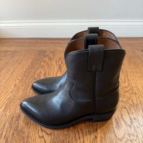 Frye Billy Short Western Leather Bootie in Black - Picture 2 of 6